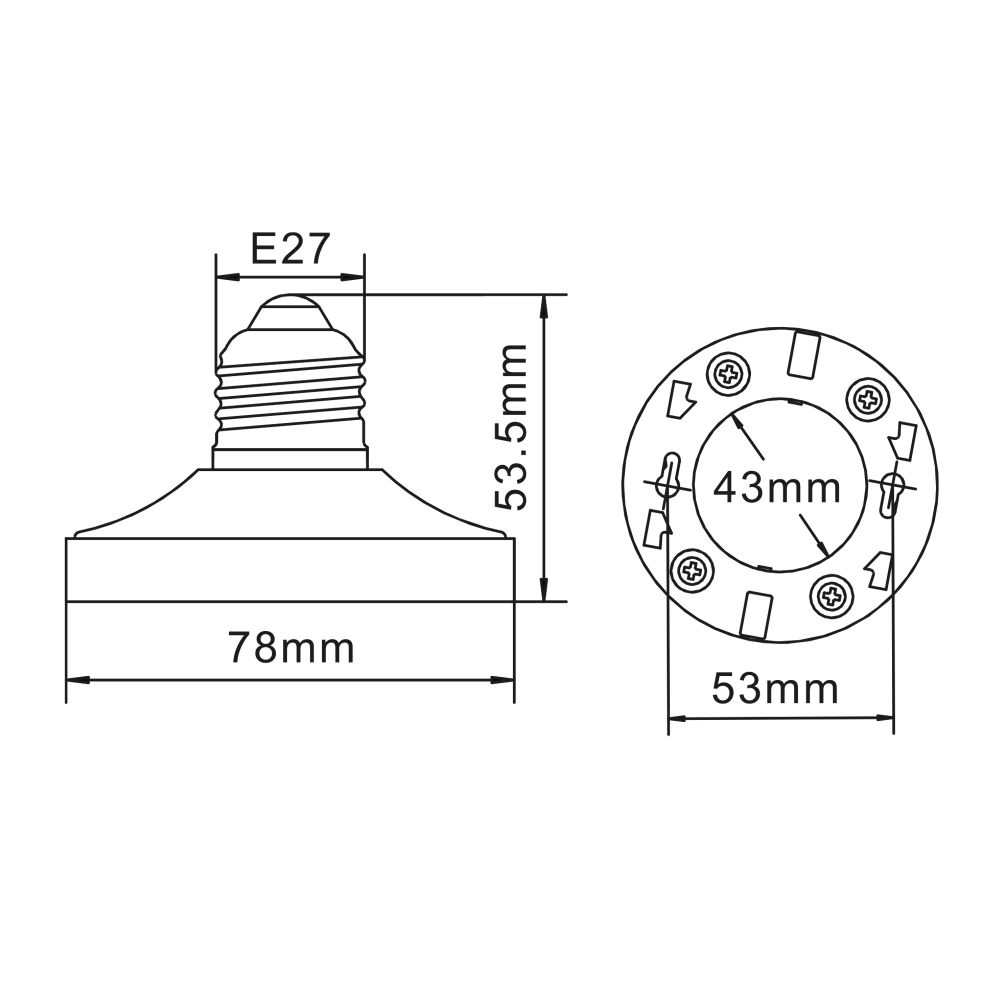 LH27-GX53 Переходник с цоколя Е27 на GX53. Материал корпуса PBT