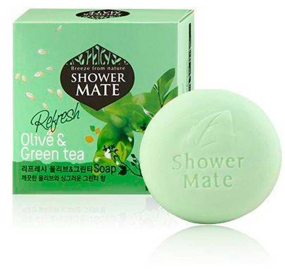 Мыло твердое оливки и зеленый чай SHOWER MATE Fresh Olive&Green Tea Soap 100 гр