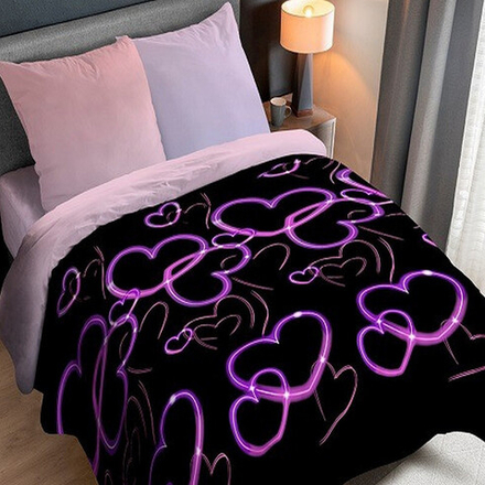 Комплект постельного белья "П37. НЕОНОВЫЕ СЕРДЦА", перкаль, 100% хлопок.