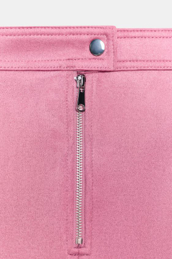 ZARA ЮБКА МИДИ ИЗ ИСКУССТВЕННОЙ ЗАМШИ, СИРЕНЕВЫЙ