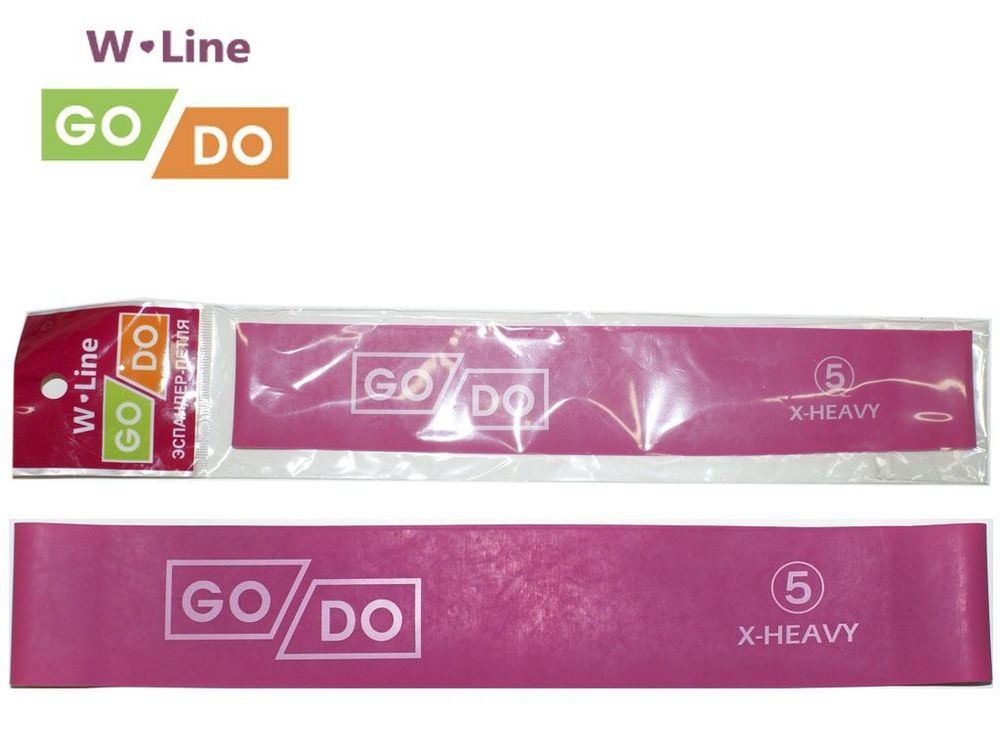 Эспандер-петля GO DO W-Line (5). Цвет: фуксия. Длина в сложенном виде 30,5 см. Ширина 5 см. Толщина 1,1 мм. W-650-1,1
