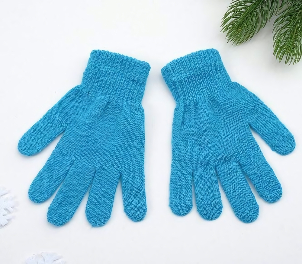 Перчатки для девочки MINAKU "Радуга", р.12, голубой 4428514, 1 шт.