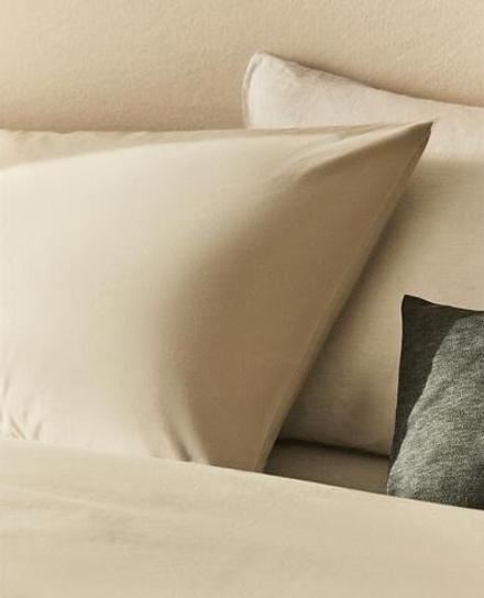 ZARA HOME НАВОЛОЧКА ИЗ ХЛОПКА ПЕРКАЛЬ (300 НИТЕЙ), БЕЖЕВЫЙ