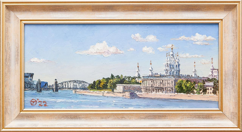 Картина маслом "Вид на Смольный собор" Опритова