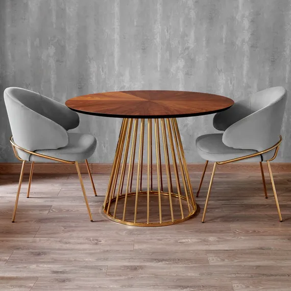 Стул Lime, серый микровелюр с золотыми ножками