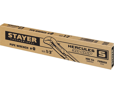 STAYER Hercules-S, №0, 1/2″, 240 мм, трубный ключ с изогнутыми губками, Professional (27311-0)