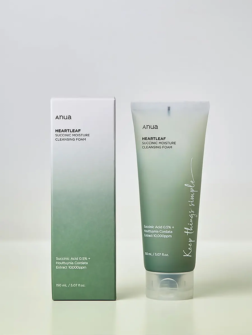 Anua Увлажняющий гель для умывания с янтарной кислотой Heartleaf Succinic Moisture Cleansing Foam 150 мл