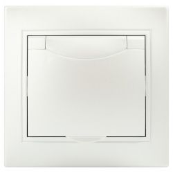 Розетка Intro Plano 1-203-06 с заземлением 2P+E Schuko с крышкой, 16А-250В, IP20, СУ, перламутр