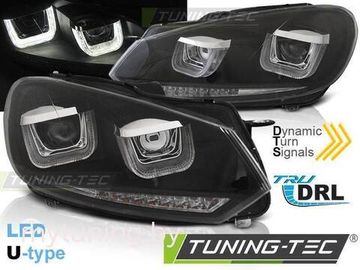Передние фары U-Type для Volkswagen Golf VI (08-12) динамические черные