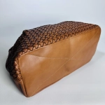 Женская плетеная сумка из натуральной кожи цвета whisky