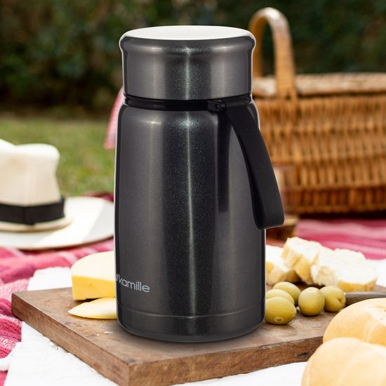 Термос пищевой 800 мл. Kamille KM 2148 из нержавеющей стали с ложкой и ремешком