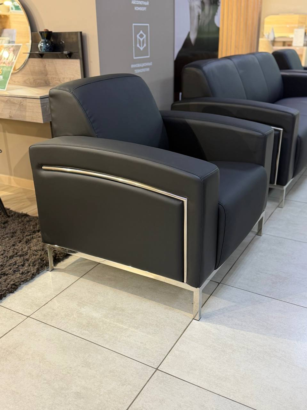 Комплект диван+2 кресла 9949 3+1+1 black pu