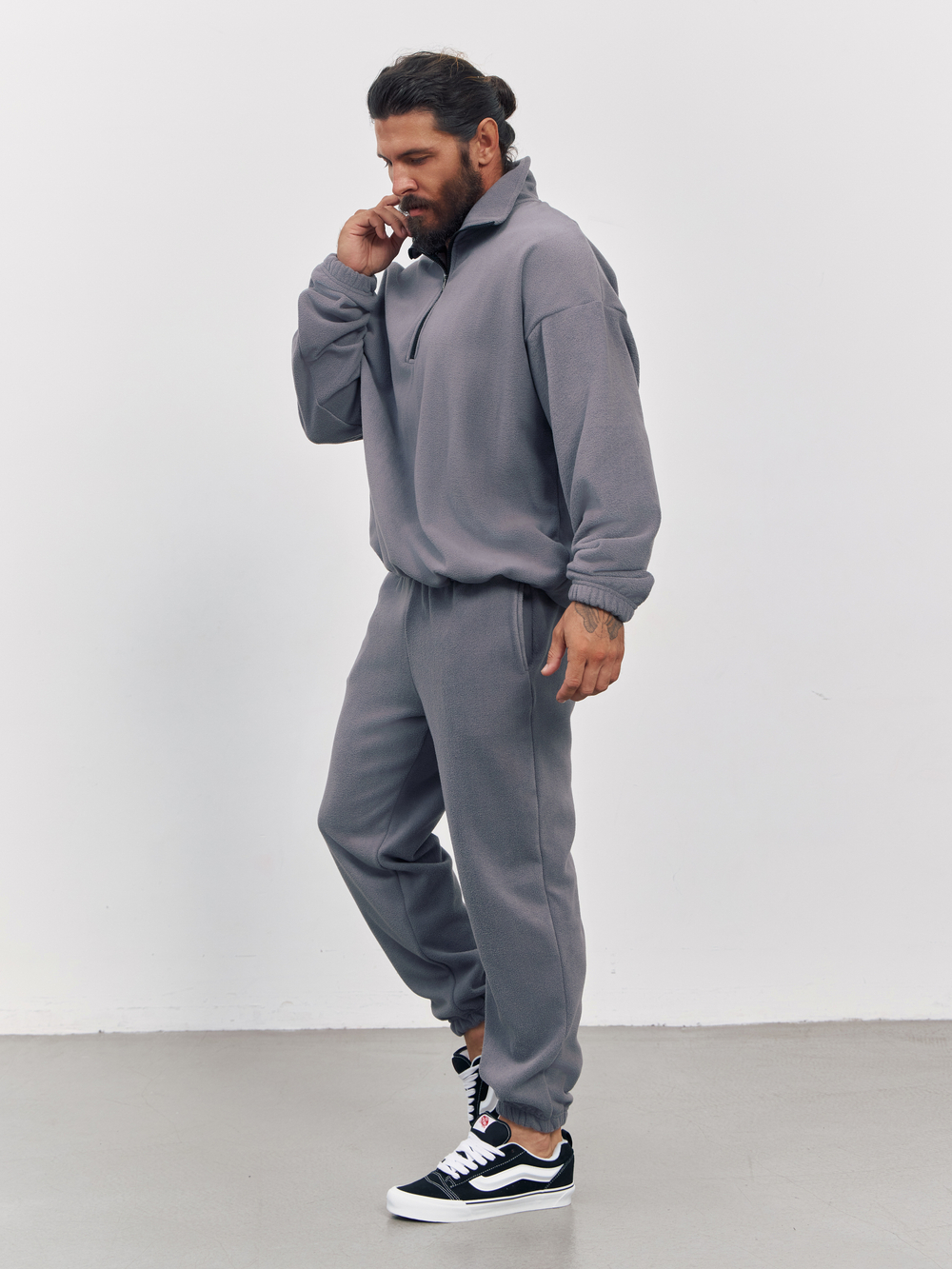 Свитшот "half zip" флисовый (серый)