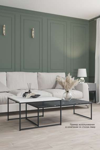 Стол журнальный Инсайд черный мрамор/черный