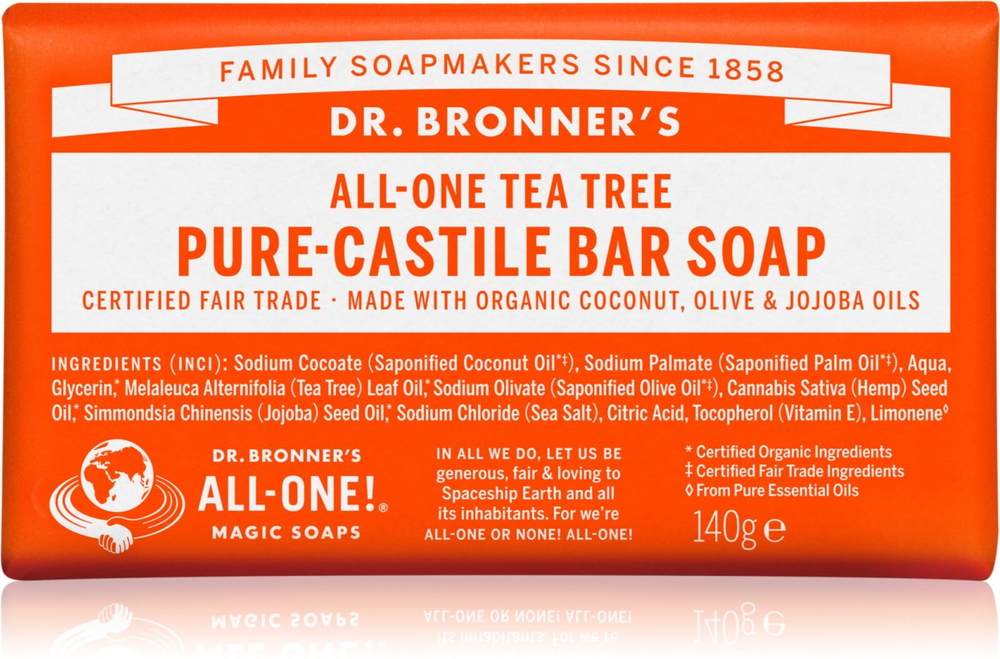 Dr. Bronner’s Tea Tree - кусковое мыло /   140  g  / GTIN 0018787231500