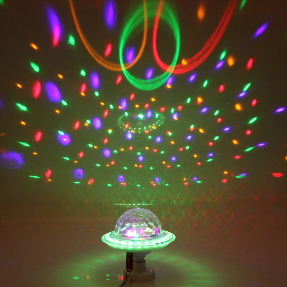 Диско-лампа светодиодная «Калейдоскоп красок», цоколь Е 27, Bluetooth, МР3, USB с удлинителем (220V)