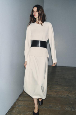 ZARA ДЛИННАЯ ЮБКА ИЗ МЯГКОЙ ТКАНИ, ЭКРЮ