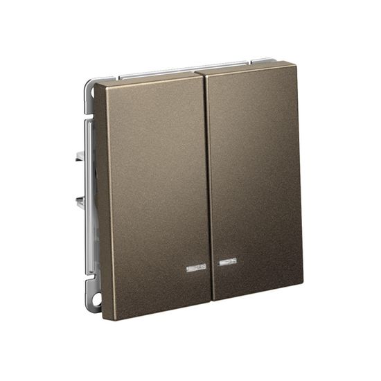 Выключатель 2-кл. ArtGallery (сх. 5а) 10AX с подсветкой быстрозажим. клем. механизм мокко SE GAL000653S