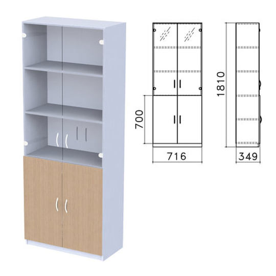 Шкаф закрытый со стеклом "Бюджет", 716х349х1810, орех онтарио (КОМПЛЕКТ)