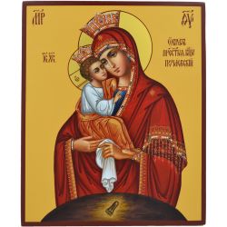 Почаевская икона Божьей Матери писанная на доске 17 х 21 см.
