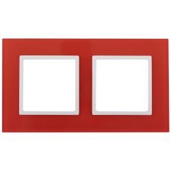14-5102-23 ЭРА Рамка на 2 поста, стекло, Эра Elegance, красный+бел