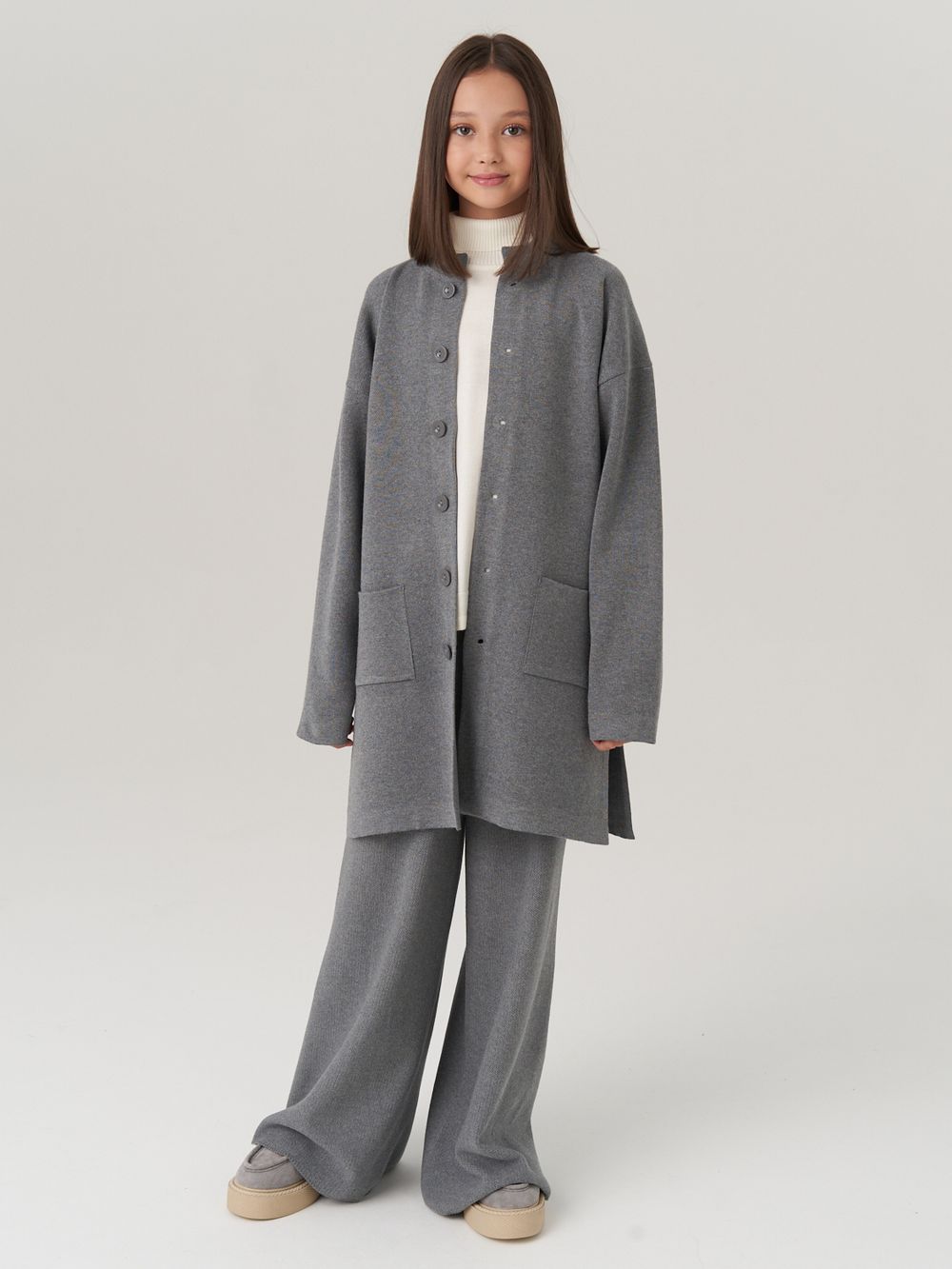 Кардиган для девочки в школу AT990 серый