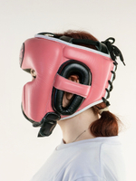 Шлем боксерский LEADERS LS MEX WAVE BK/PNK 1/2 ( кожа, черный/розовый)