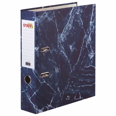Папка-регистратор с мраморным покрытием, 70 мм, без уголка, синяя
