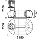 Резервуар О-образный 4500 л для подземного хранения дизельного топлива, с увеличенной высотой горловины Анион 4500 л. горизонтальный (3150x2350x2080см;черный) - арт.559484