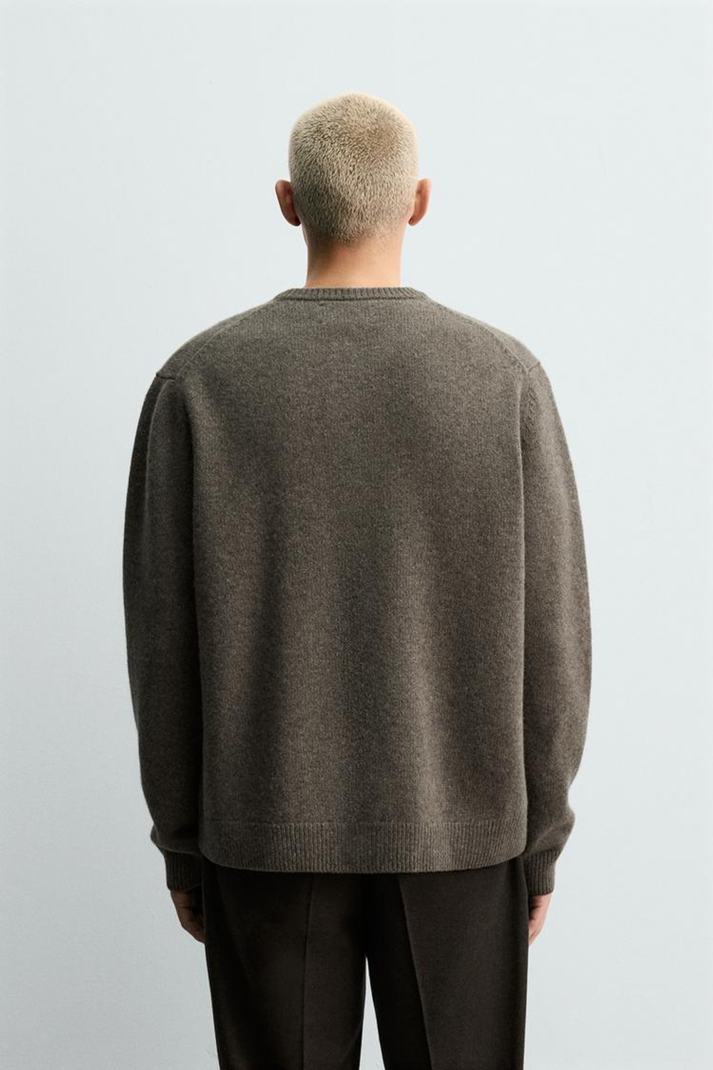 ZARA ШЕРСТЯНОЙ КАРДИГАН КЛАССИЧЕСКОГО КРОЯ, ЗЕМЛЯНОЙ