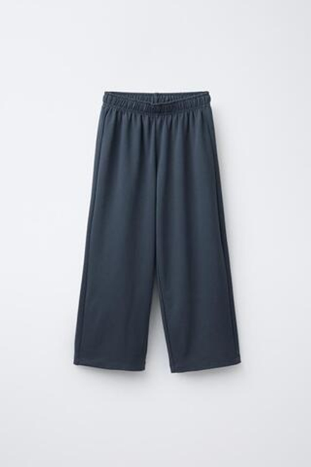 ZARA КОМПЛЕКТ ИЗ ТОЛСТОВКИ И БРЮК WIDE LEG ИЗ ФЛИСА, СТАЛЬНОЙ СИНИЙ