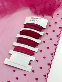 Вышивка на сетке малиновая фуксия неэластичная ширина 32 см ОТРЕЗЫ