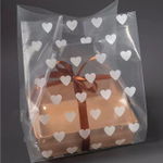 Пакет для бенто прозрачный "Сердца" 17*17*33 см (для бенто)