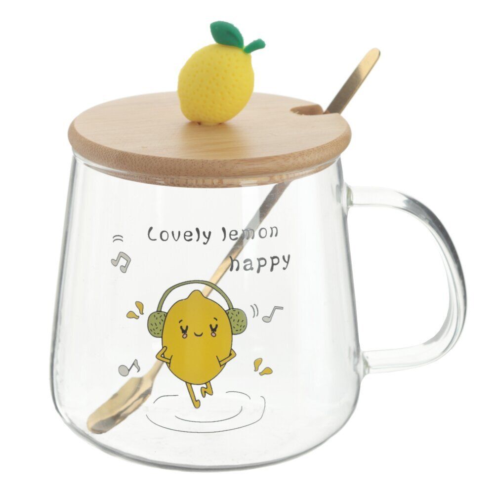 GAEM Кружка с крышкой и ложкой, 500 мл, L12,5 W9 H12,5 см, 4в.