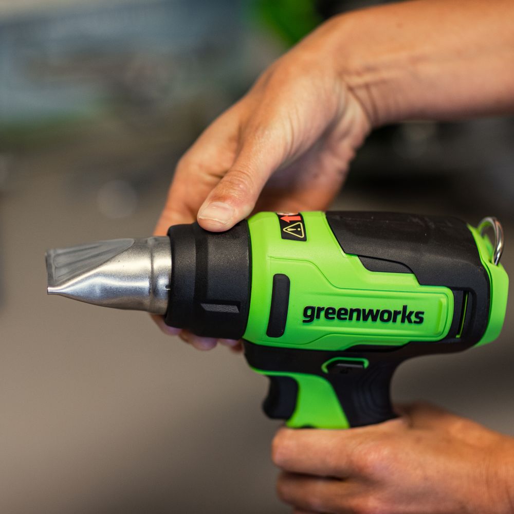 Строительный фен акк. Greenworks G24HG, 24V, 550°С, 200 л/мин,1х4Ач,ЗУ,кор (3400207CUB)