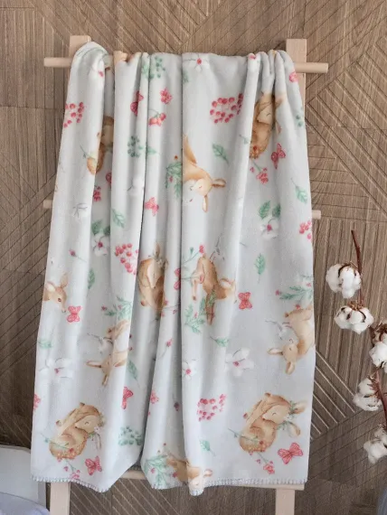 Плед для новорожденных Baby Nice MICRO FLANNEL Оленята серый 100х118