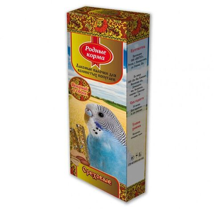 РОДНЫЕ КОРМА Зерновая палочка для попугаев с орехами (2 шт), 45 г