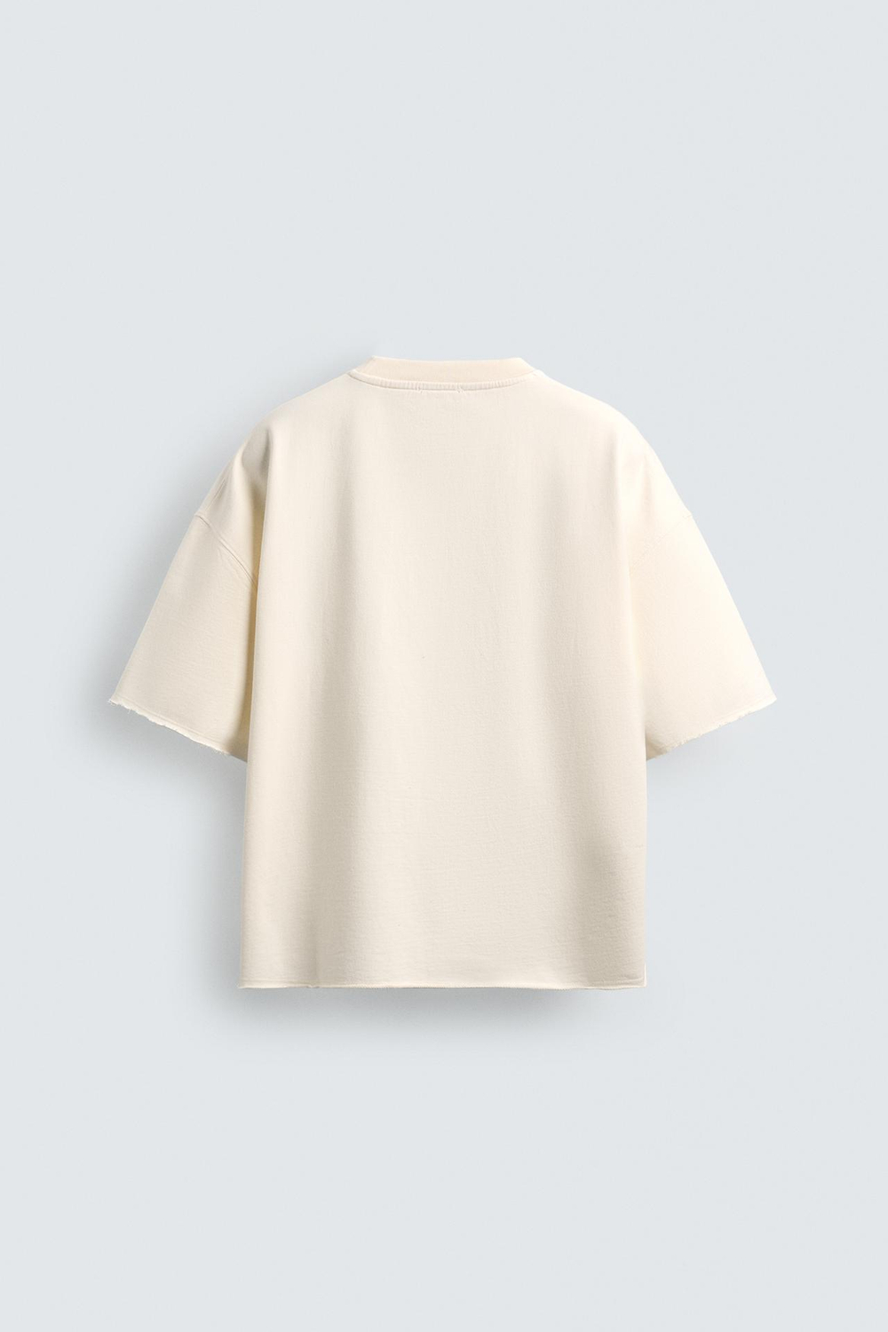 ZARA ТОЛСТОВКА BOXY FIT С ПРИНТОМ-НОМЕРОМ, ЖЕЛТОВАТО-БЕЛЫЙ