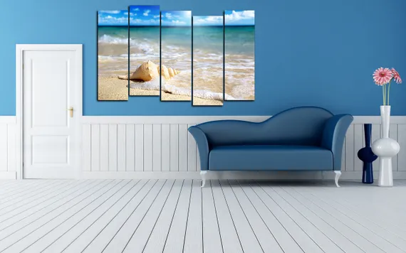 Модульная картина "Ракушка на берегу"