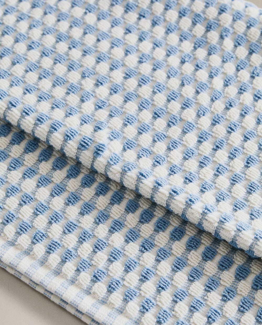 Zara Home - Хлопковое банное полотенце с текстурой, синий, 50х90 см