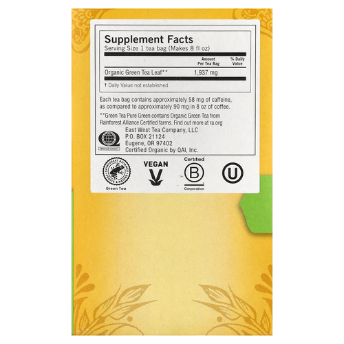 Yogi Tea, чистый зеленый чай, 16 чайных пакетиков, 31 г (1,09 унции)