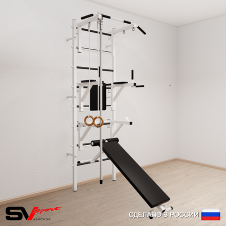 Шведская стенка Sv Sport 594 (Турник стандарт/Брусья/Стойка/Скамья/Канат/Кольца)