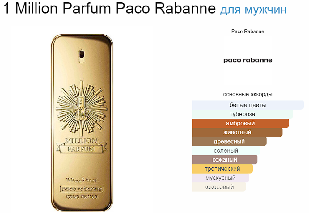 Paco Rabanne 1 MILLION PARFUM 100ml (duty free парфюмерия)