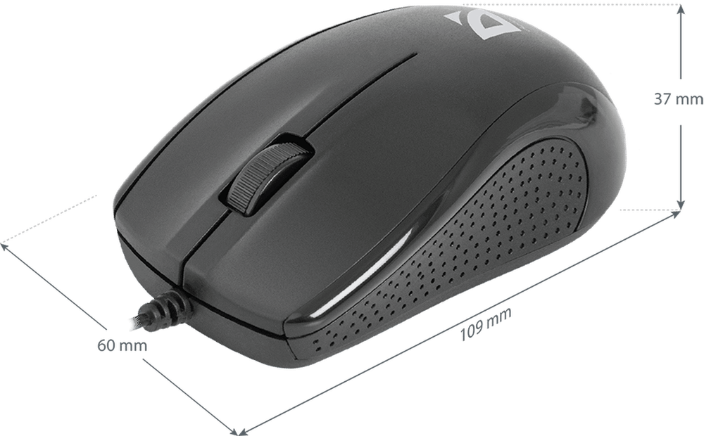 Мышь Defender Optimum MB-160 (Черный), USB 2кн, 1кл-кн, 1,5 м, коробочка