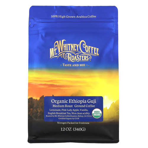 Mt. Whitney Coffee Roasters, Organic Ethiopia Guji, молотый кофе, средней обжарки, 340 г (12 унций)