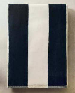 ZARA HOME ПЛЯЖНОЕ ПОЛОТЕНЦЕ В ШИРОКУЮ ПОЛОСКУ, ЭКРЮ