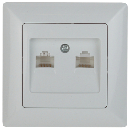 Розетка Intro Solo 4-304-01 информационная двойная 2xRJ45 СУ белый