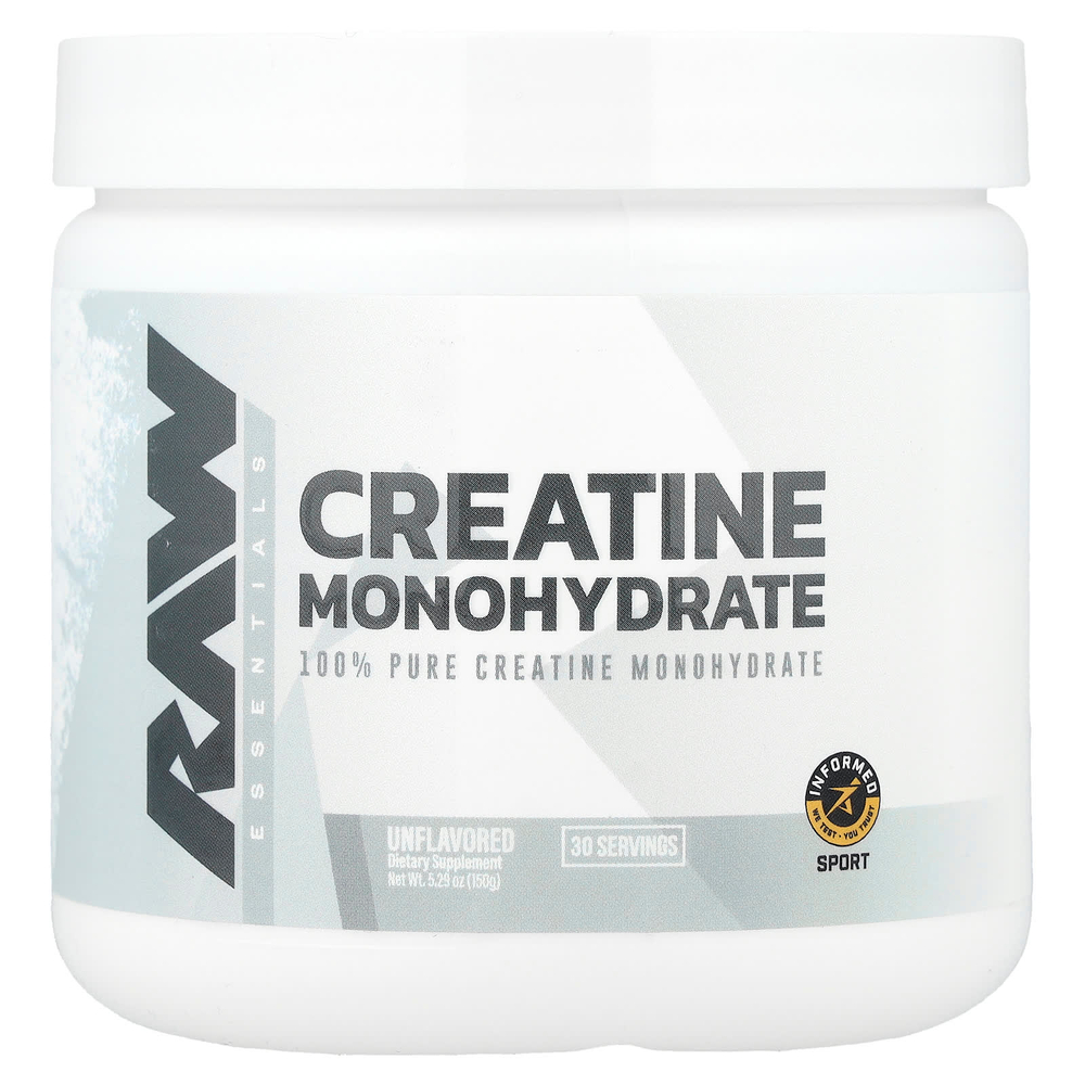 Raw Nutrition, Essentials, моногидрат креатина, без добавок, 150 г (5,29 унции)