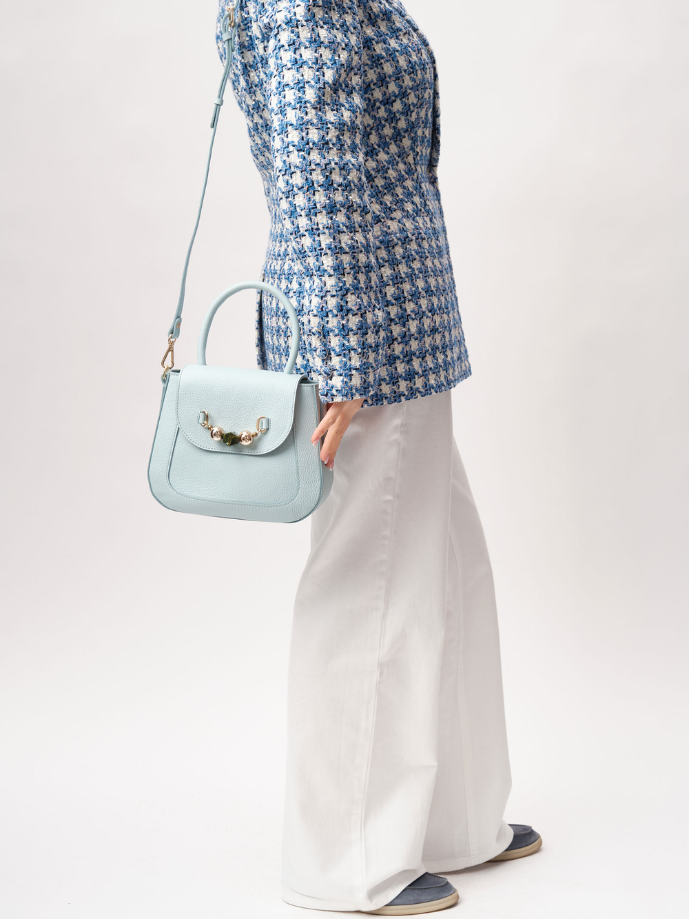 Кожаная сумка Deboro 30739 голубой айсберг