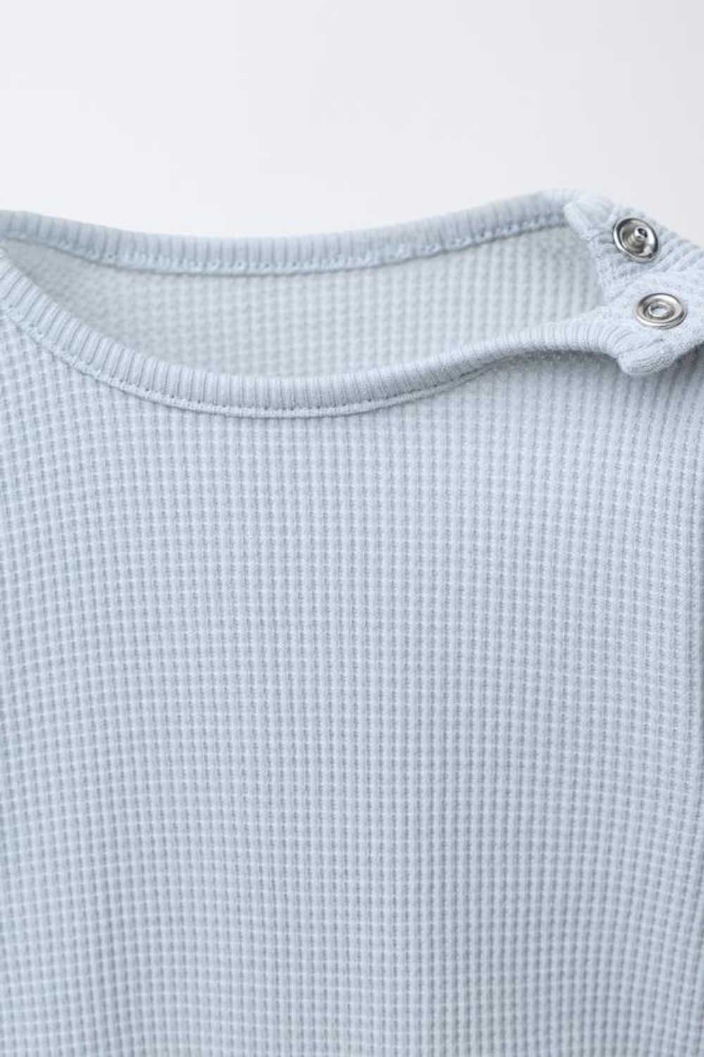 ZARA КОМПЛЕКТ ИЗ БОДИ И ЛЕГИНСОВ ВАФЕЛЬНОЙ ТЕКСТУРЫ, ГОЛУБОЙ